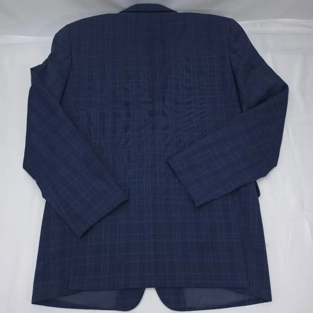 Banana Republic Marzotto Slim Fit Sport Coat Blazer 40R Blue Plaid Wool
